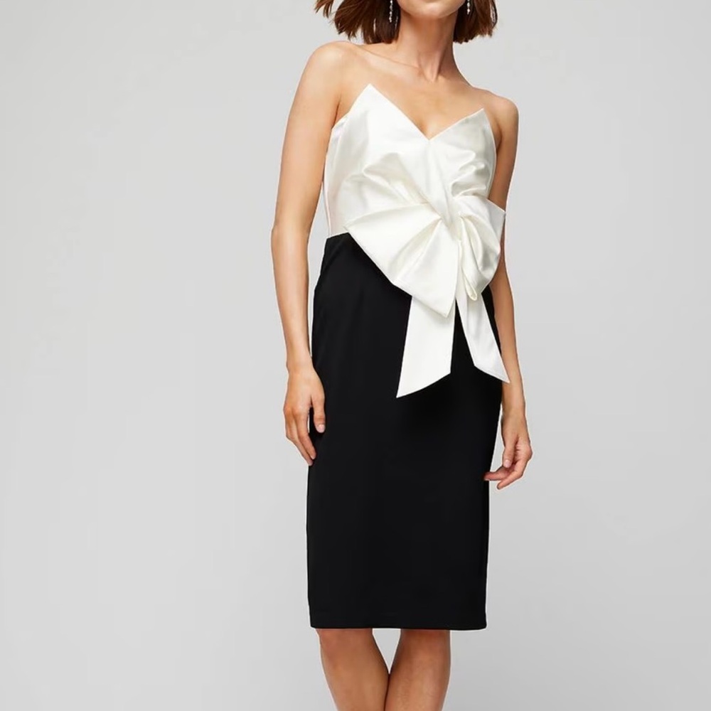Elegant Black and White Dress with Bow